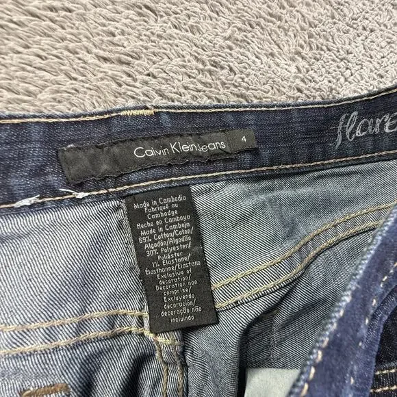 Calvin Klein Jeans Womens Sz 4 Flare Dark Wash Denim Y2K Vintage Low Rise - Picture 3 of 9